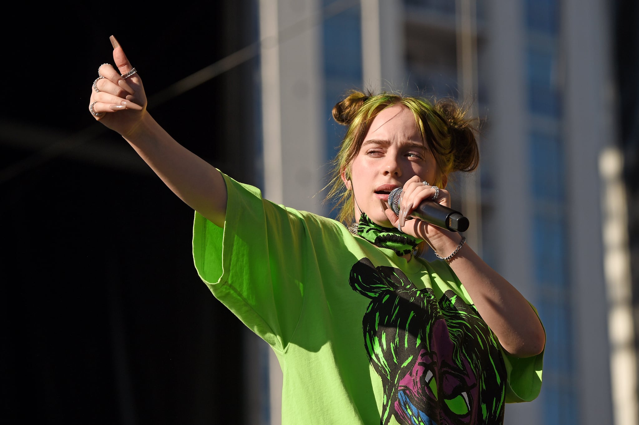 LAS VEGAS, NEVADA - SEPTEMBER 21: Billie Eilish performs onstage during the Daytime Stage at the 2019 iHeartRadio Music Festival held at the Las Vegas Festival Grounds on September 21, 2019 in Las Vegas, Nevada EDITORIAL USE ONLY. (Photo by Kevin Mazur/Getty Images for iHeartMedia