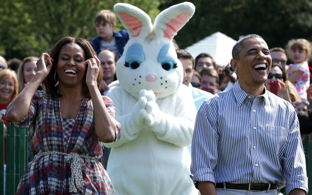 The Easter bunny just stood by, photobombing the moment.