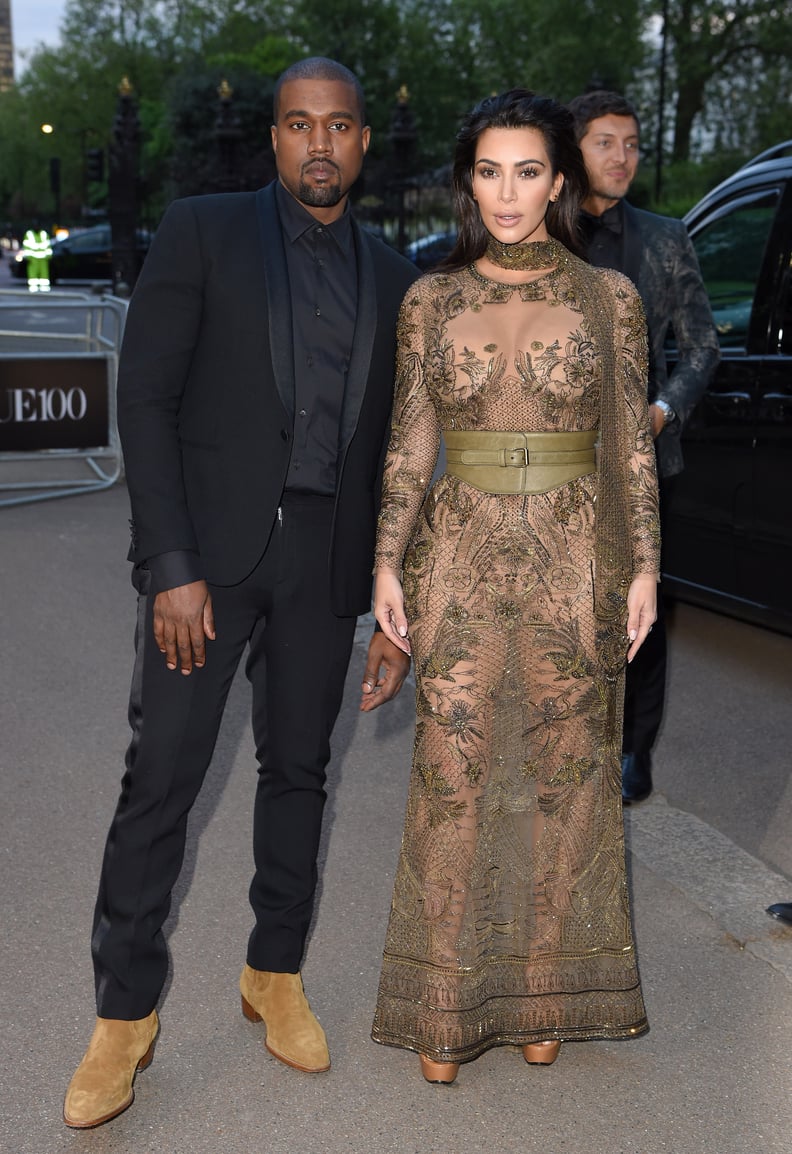 Kim Kardashian Wearing a Sheer Roberto Cavalli Dress