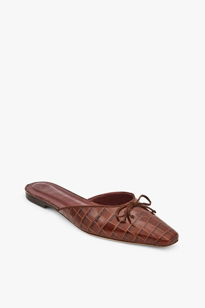 Staud Gina Mule in Brown Croc Effect
