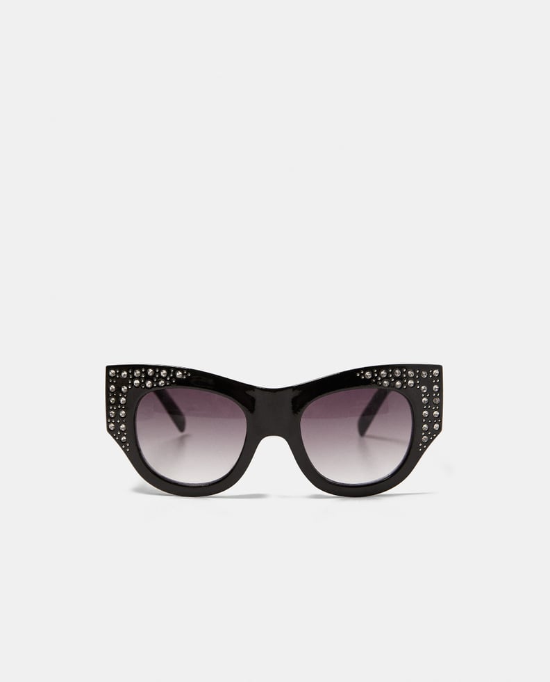 Zara Plastic Frame Sunglasses With Encrusted Detailing