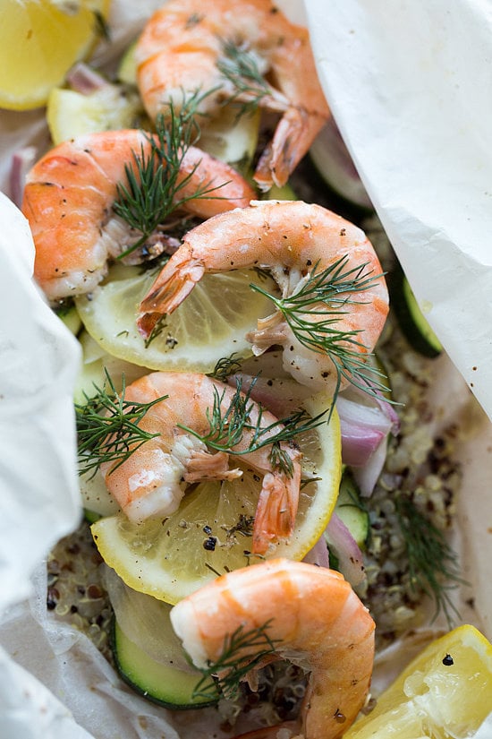 Lemony Shrimp and Quinoa en Papillote