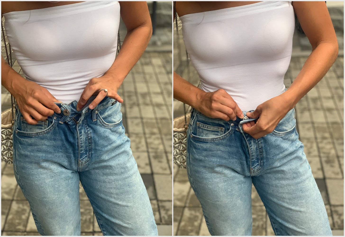 How to tighten pants without belt loops, by Stylescentre.com
