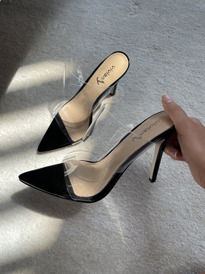 Black PVC Pointed Toe Heel