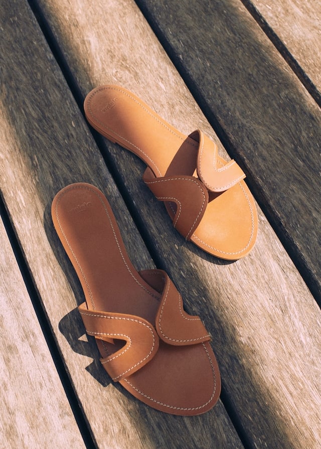 Mango Stich Leather Sandals