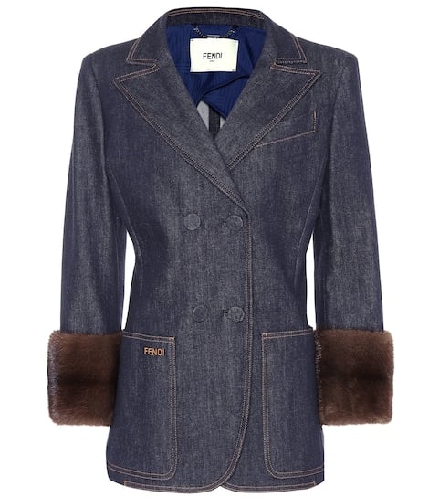 Fendi Fur-Trimmed Denim Blazer