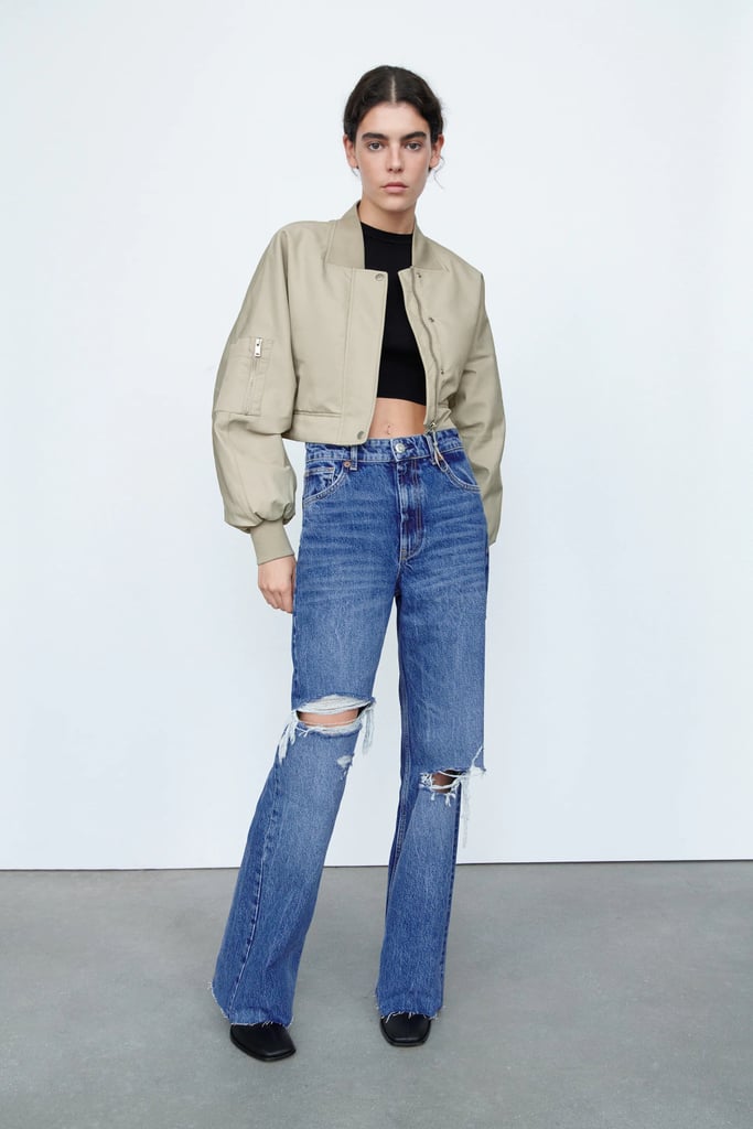 A Cropped Bomber: Zara Water Repellent Crop Bomber