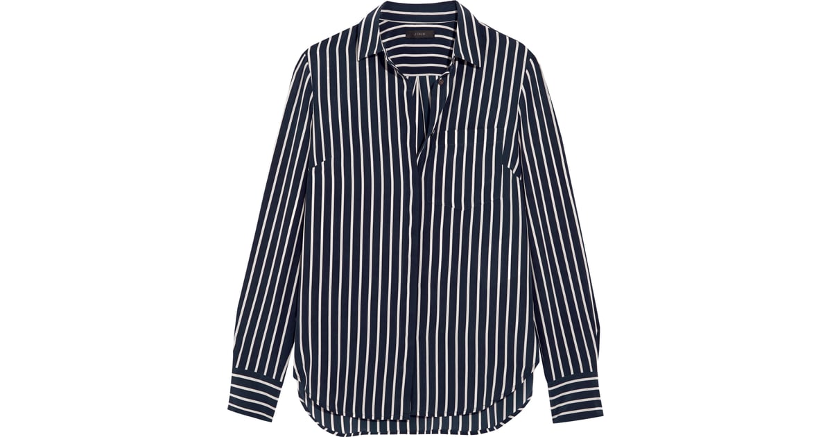 Striped Silk Crepe de Chine Shirt ($170) | J.Crew Collection For Net-a ...