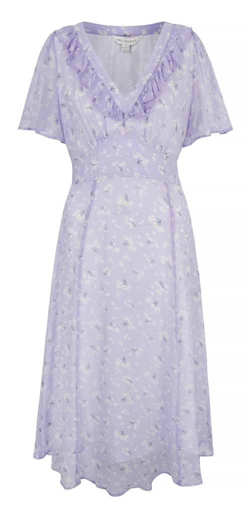 M&S X Ghost Floral V-Neck Frill Detail Midi Tea Dress