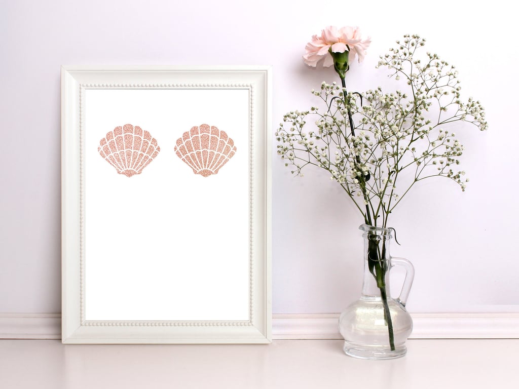Glittery Rose Gold Ariel Seashell Print ($5)
