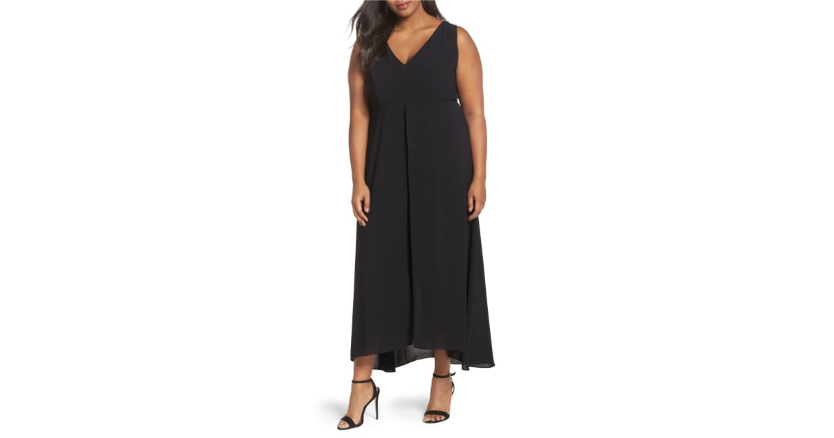 Adrianna Papell V-Neck Chiffon Overlay Jumpsuit | Top-Rated Dresses ...