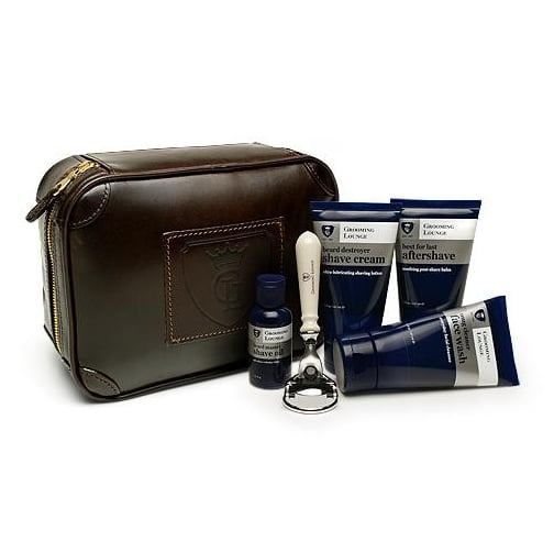 Grooming Lounge Stuffed Leather Travel Bag