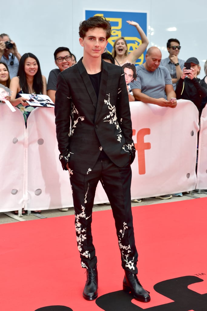 Timothée turned heads in another Haider Ackermann suit — and shorter hairstyle — at the 2018 Toronto International Film Festival.