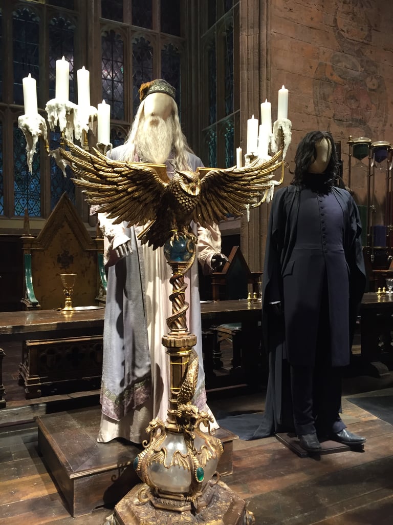 The first set you see in the tour is Hogwarts' magnificant Great Hall, a full-scale set that features real character costumes and some props like Dumbledore's owl podium.