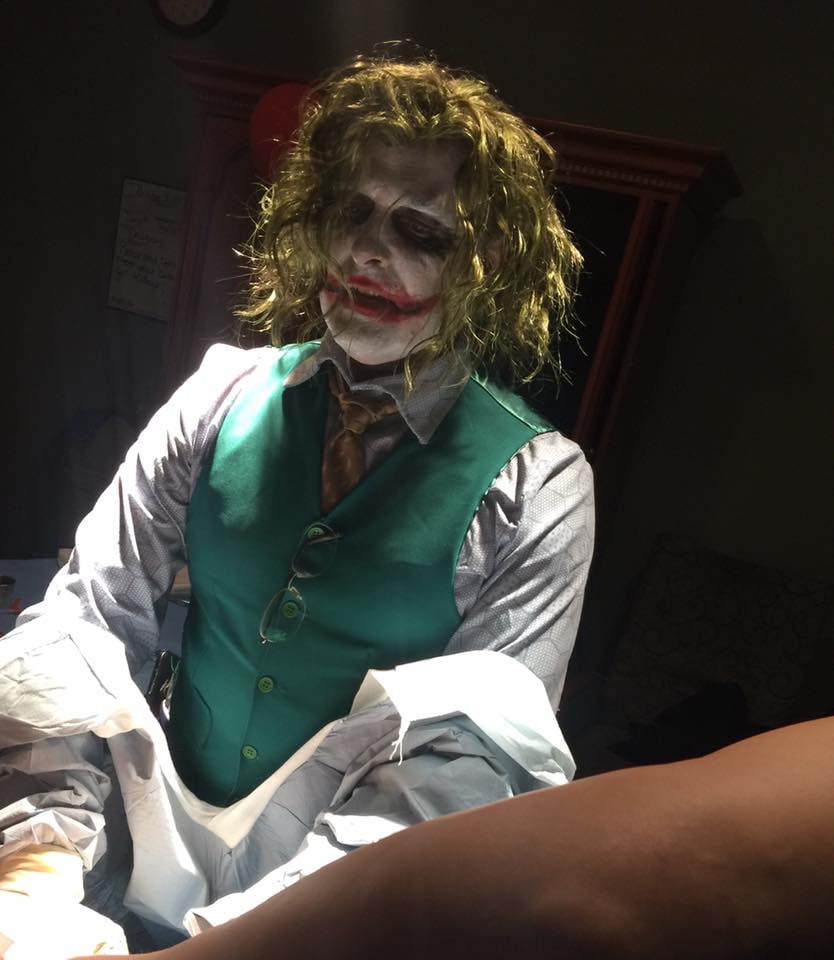 Doctor Delivers Baby Dressed as The Joker