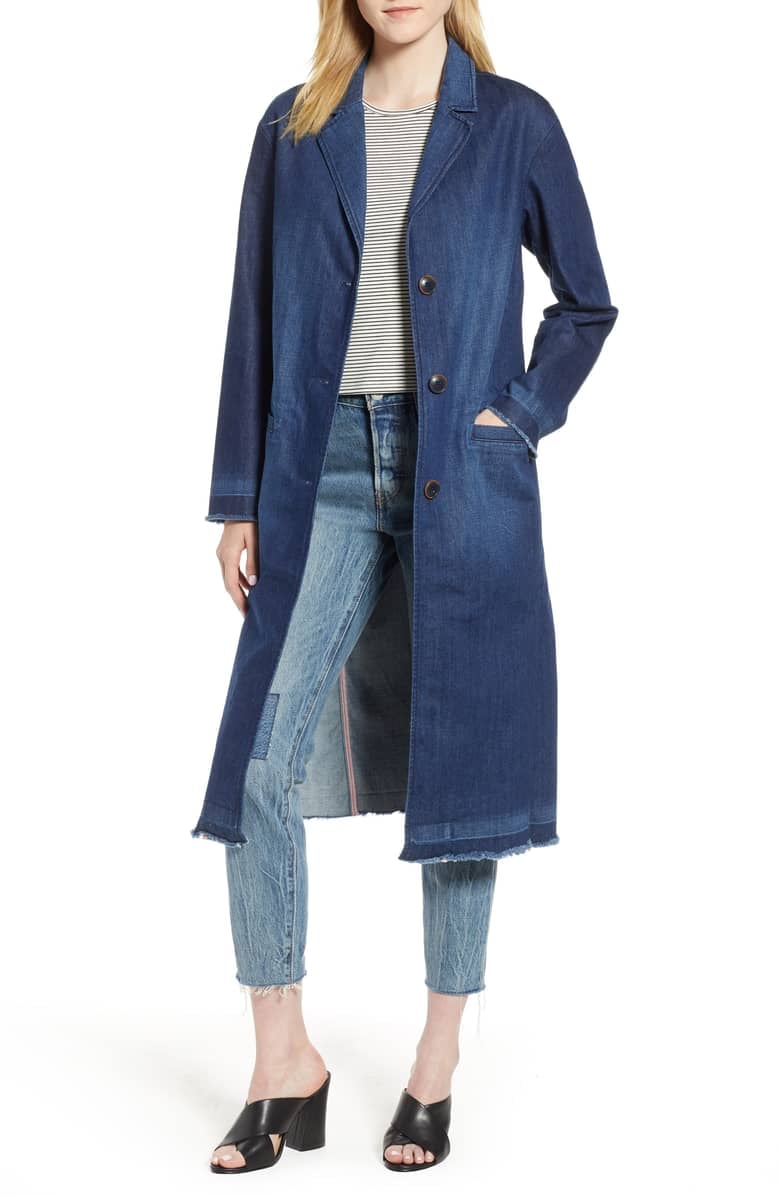 Levi's Denim Washed Long Peacoat