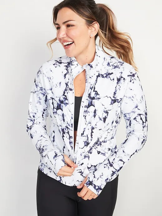 Old Navy Powersoft Cropped Zip-Front Jacket in Illusion Marbled