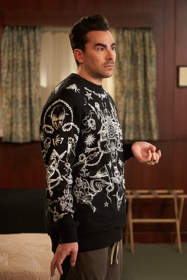 David Rose's Tattoo-Print Givenchy Sweater on "Schitt's Creek"