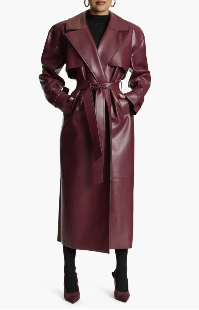 Naked Wardrobe Faux Leather Trench Coat