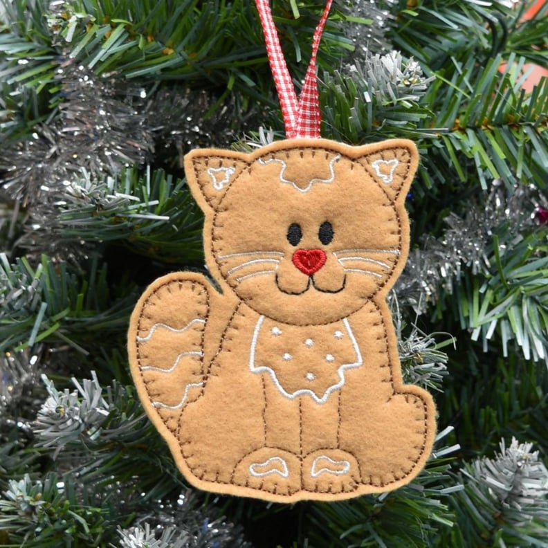Felt Gingerbread Cat Ornament