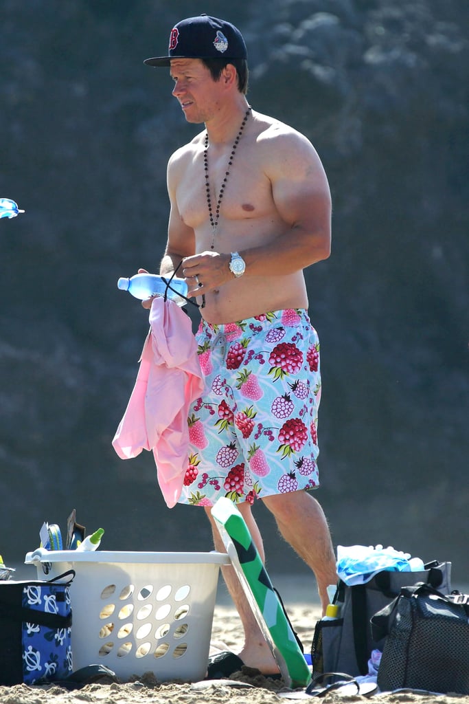 Mark Wahlberg With a Farmer's Tan on the Beach December 2015