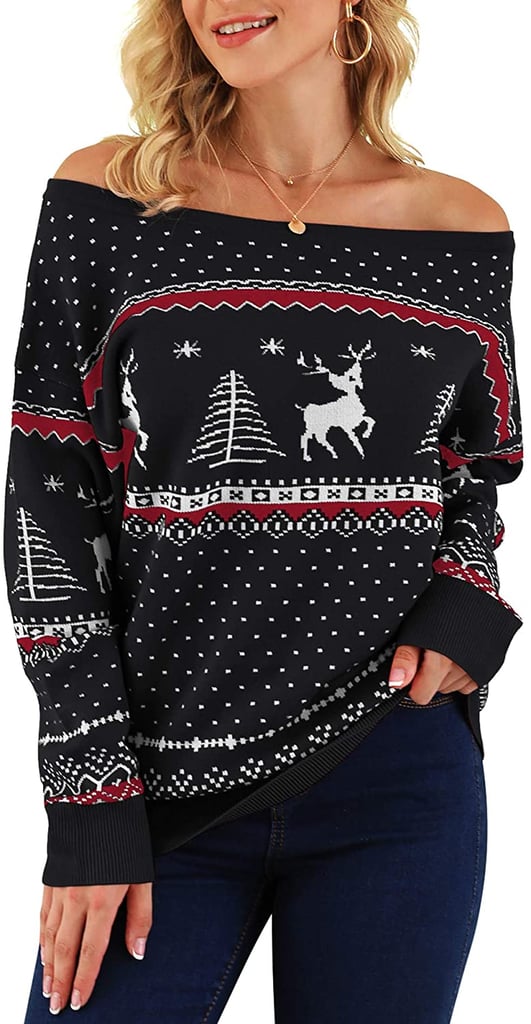 Cold shoulder ugly christmas sweater