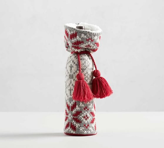 Fair Isle Knit Wine Bag