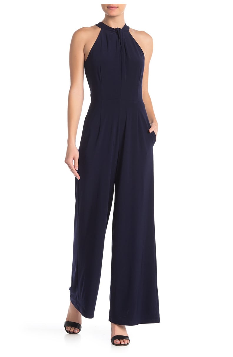 A Fun Jumpsuit: Nina Leonard Twist Halter ITY Knit Jumpsuit