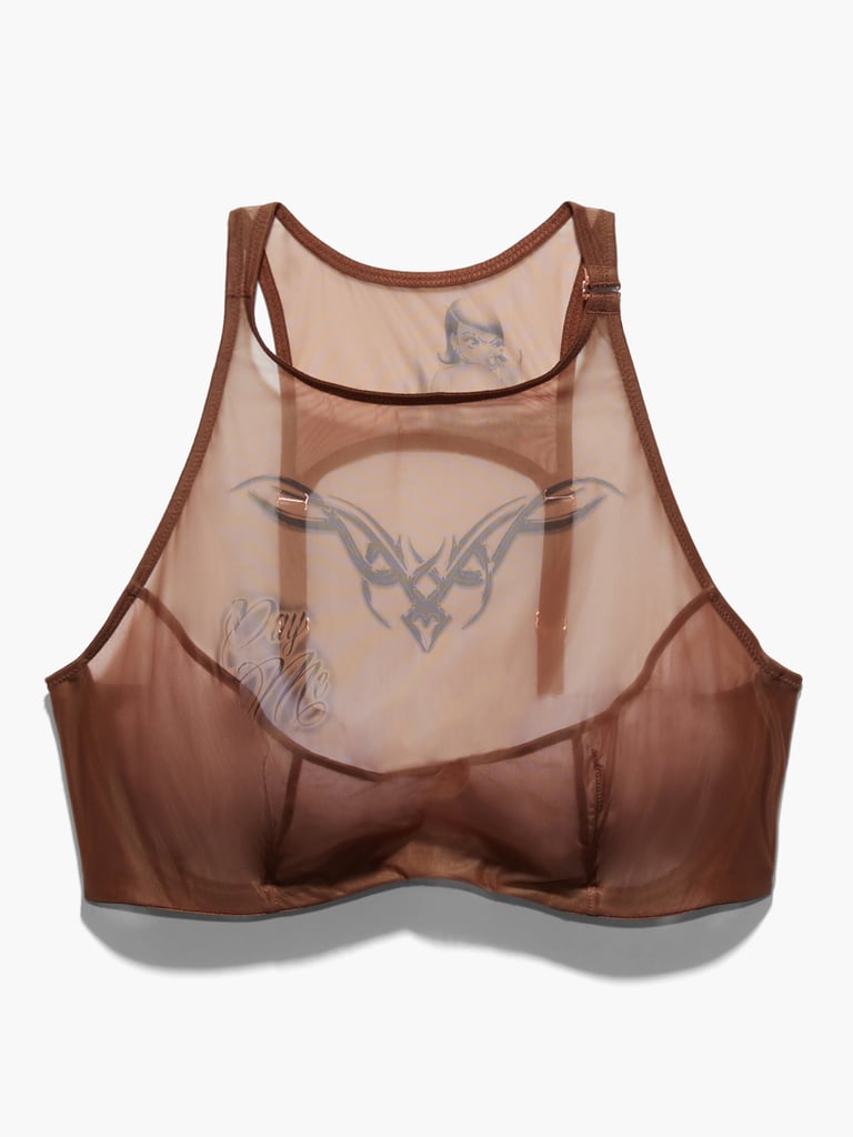 Tattooed Tricot High-Neck Bra