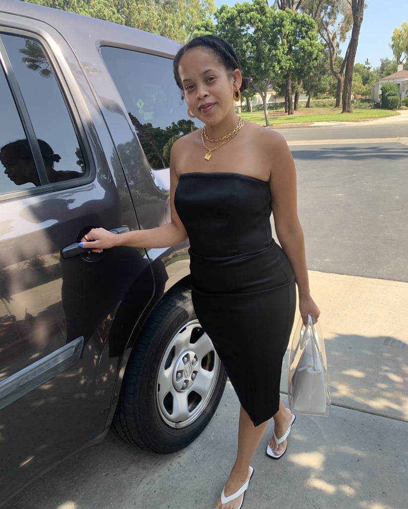 As much as I love dresses I'm always bothered when my straps fall. Because I have small shoulders, I tend to love strapless dresses and this one from White House Black Market is new to my closet but definitely a keeper. It's perfectly form fitting and is currently marked down for 50 percent off. When wearing a strapless dress I like to accentuate my open neck with stacked necklaces. Both of these gold platted on brass necklaces are from British brand, Missoma.
