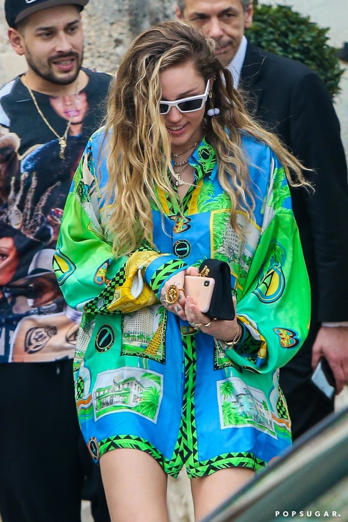 Miley Cyrus Hawaiian Shirt at Versace Mansion January 2019