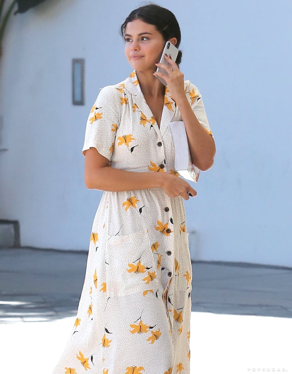 selena gomez shirt dress Selena Gomez Black Maxi Dress Buttoned Criss-cross Back Casual Dress TCD7427
