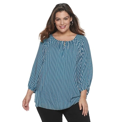 EVRI Plus Size Peasant Top