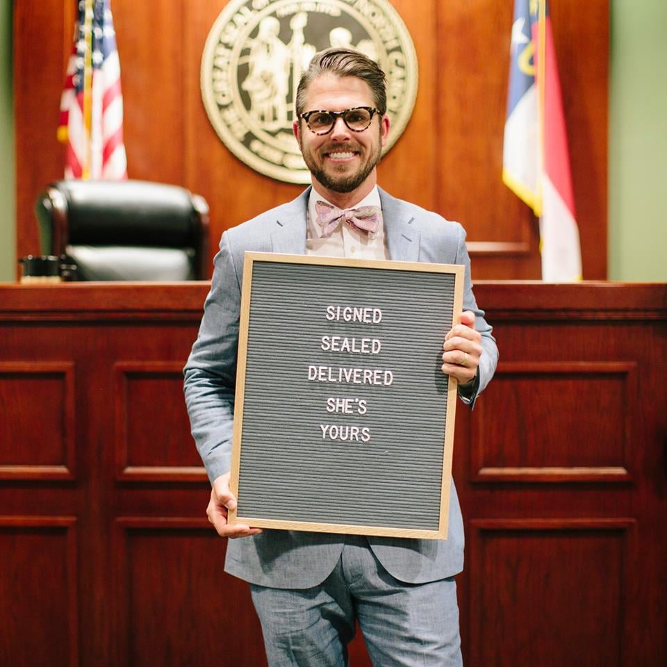 Adoption Day Photos With Signs For Friends and Family