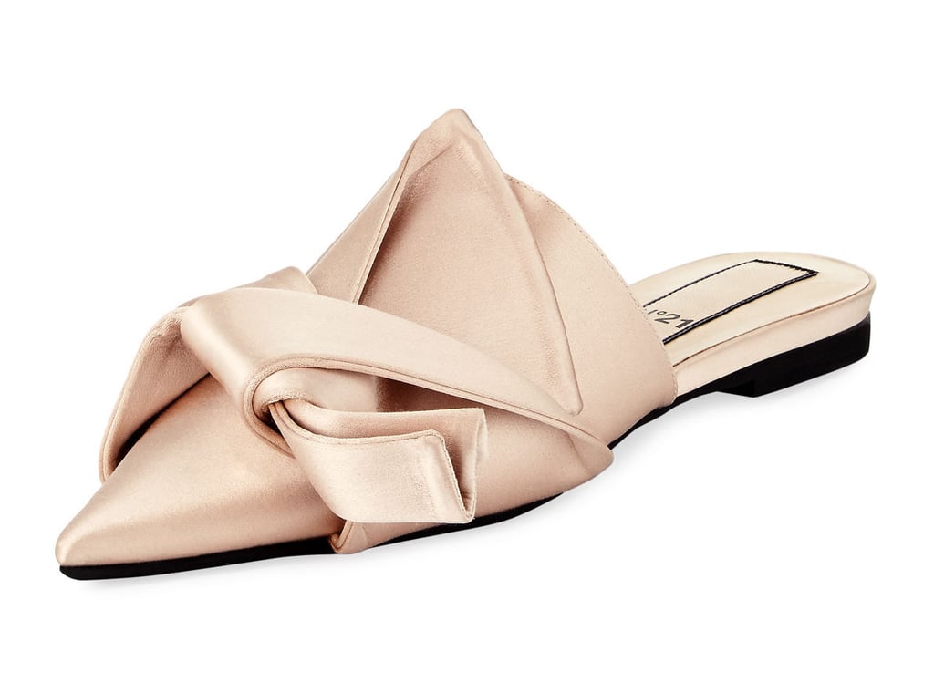 No.21 Knotted Satin Point-Toe Flats
