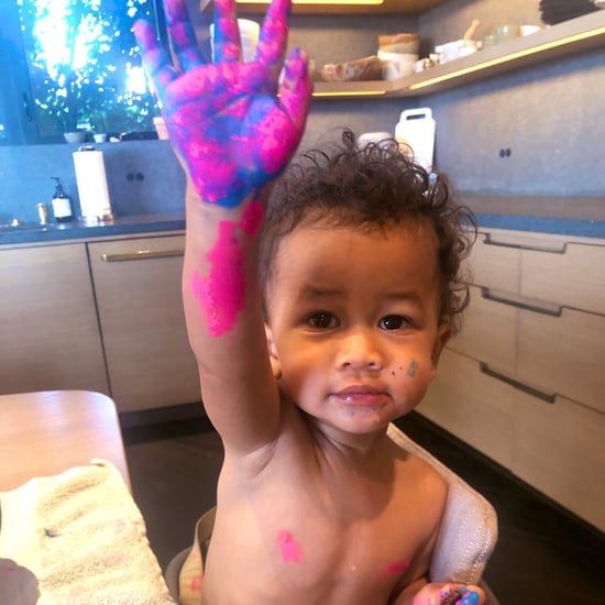 Chrissy Teigen Twitter Photo of Miles Covered in Paint