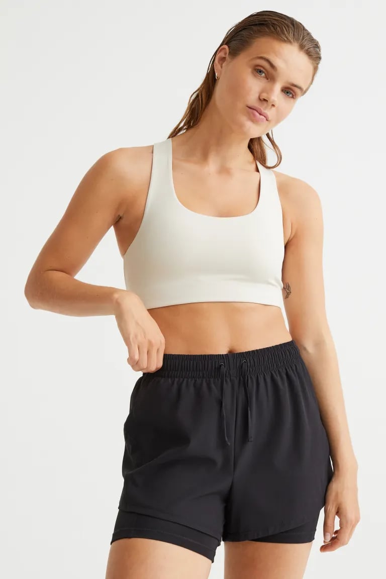 Covered Running Shorts: H&M Double-layer Running Shorts, Jane Fonda Is the  New Face of H&M Move, and We Want Every Single Piece