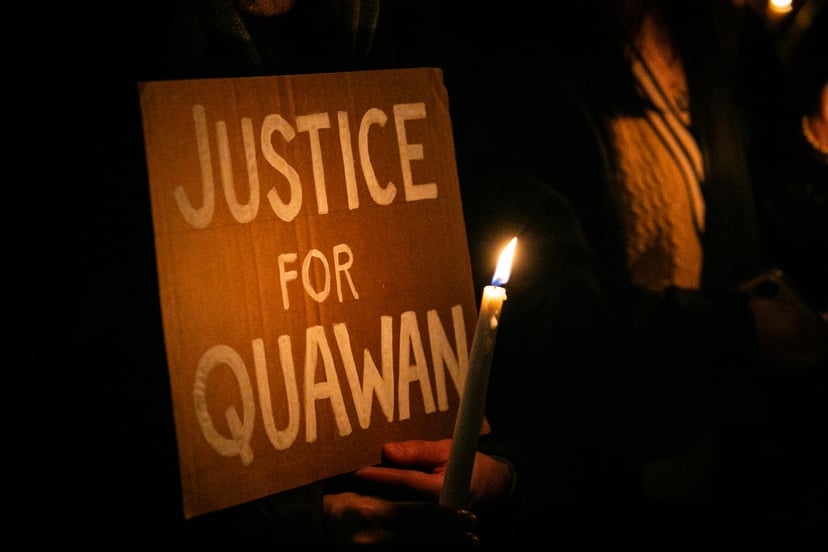 Demonstrators held a vigil at Foley Square in New York City to call for justice for Quawan Charles on November 13, 2020. This comes after the 15-year-old boy went missing in Baldwin, Louisiana and was subsequently found dead in a field, mutilated with cut