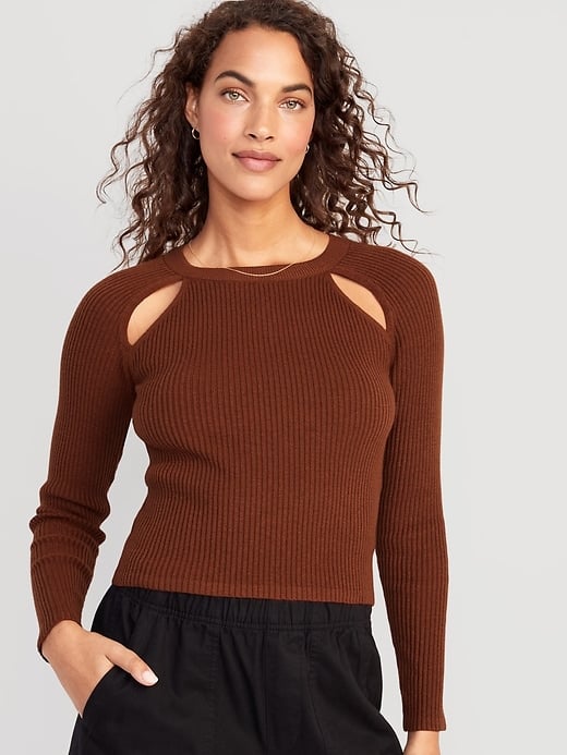 Old Navy Bracelet-Sleeve Cutwork Sweater