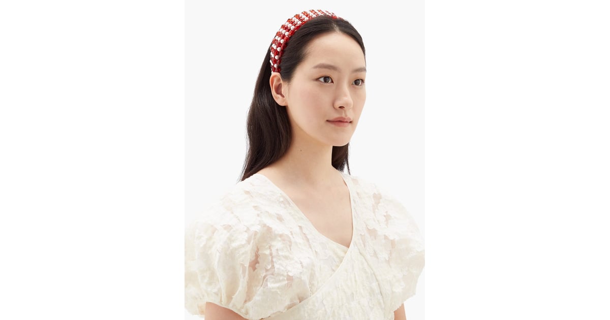 Shrimps Red Bevelled Bead and Faux Pearl Embellished Headband