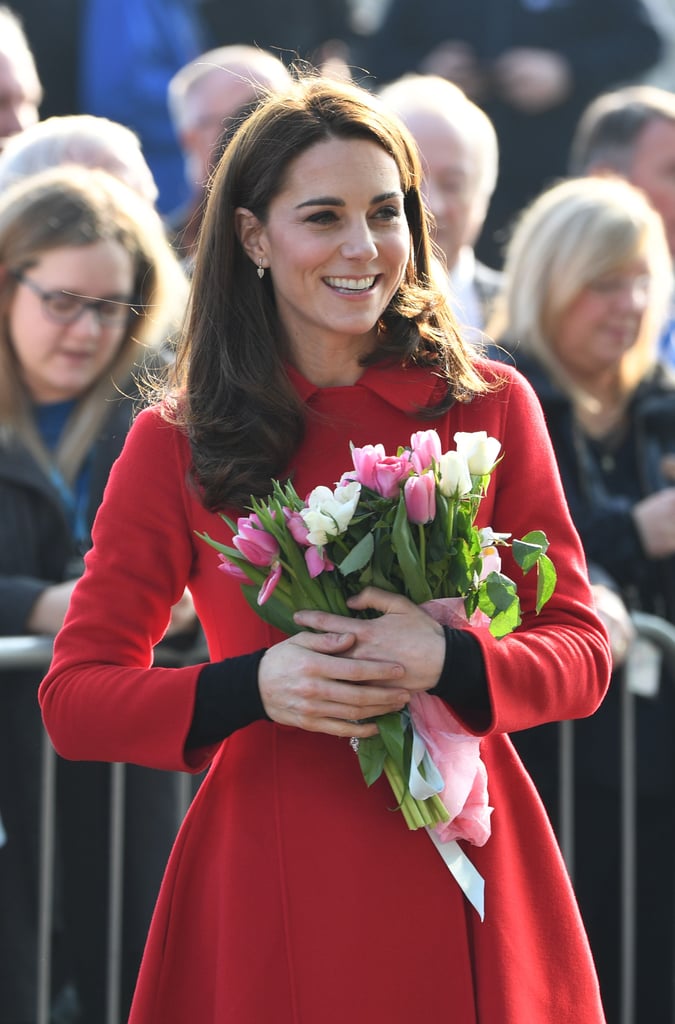 Kate Middleton Red Carolina Herrera Coat February 2019