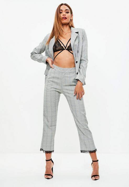 Missguided Gray Plaid Co Ord Set