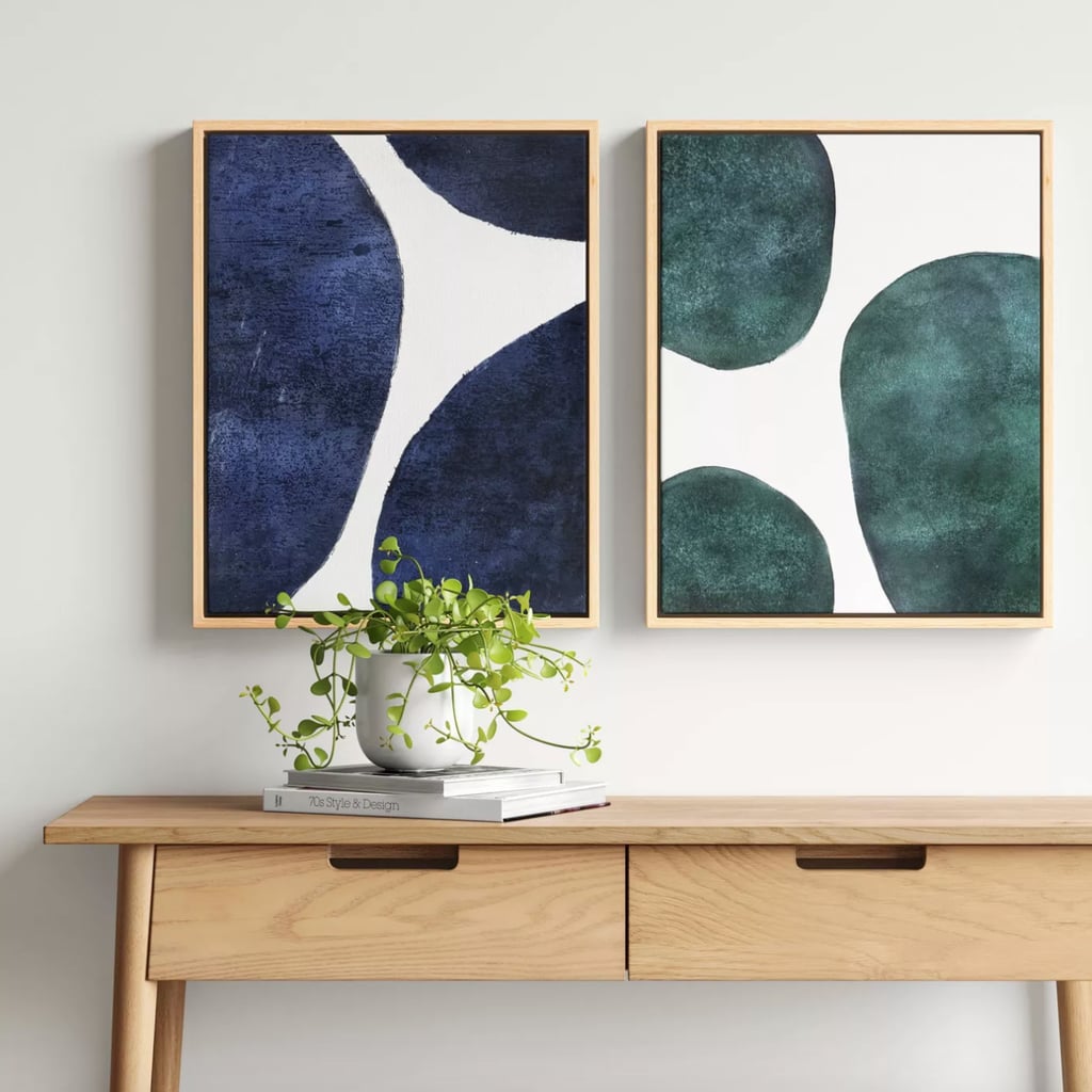 Awesome Art: Project 62 Set of Two Large Circles Abstract Framed Wall Canvas