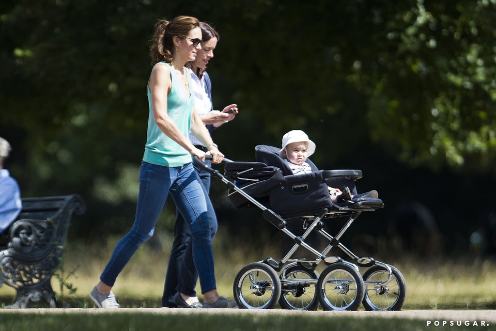 Kate Middleton Pushing Prince George in a Stroller