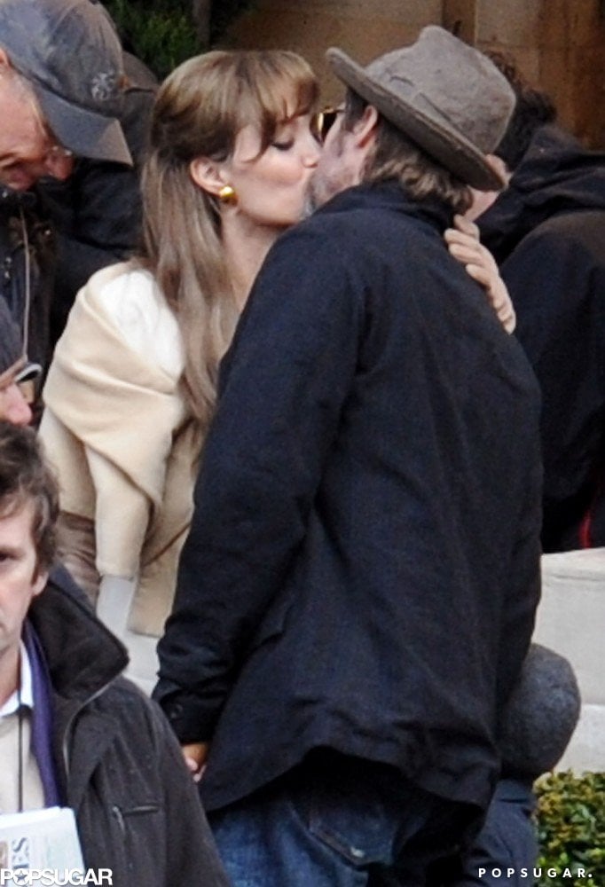 In February 2010, Brad and Angelina shared a kiss while he visited her on the set of The Tourist in Paris.