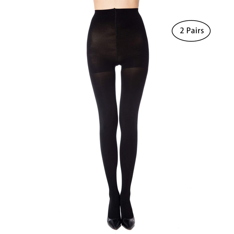 No nonsense Women's Super Opaque Control Top Footless Tights 1 Pair Pack  Black L 