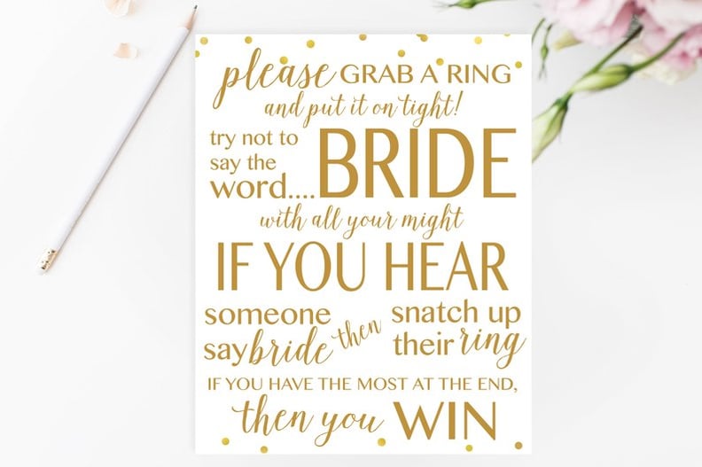 Don't Say Bride Printable Bridal Shower Game