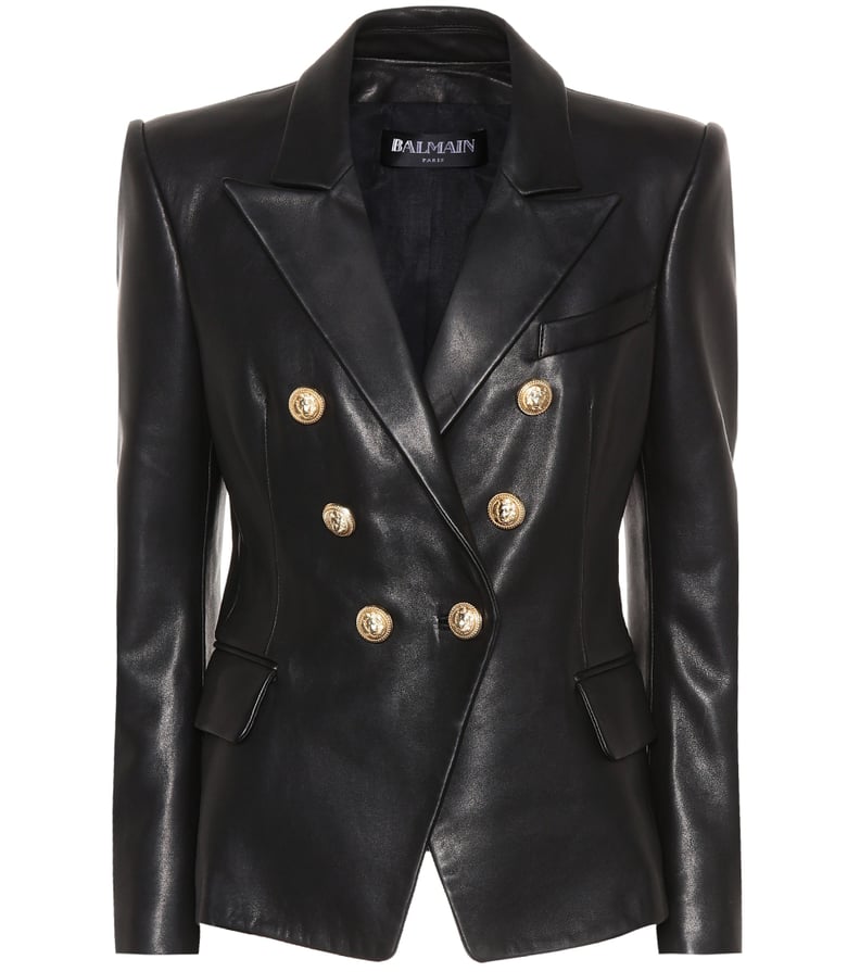 Balmain Double Breasted Leather Jacket