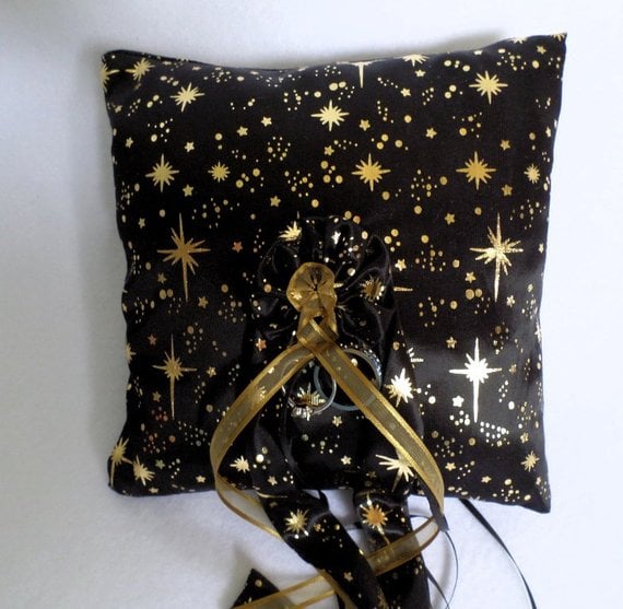 Galaxy Ring Pillow With Gold Stars