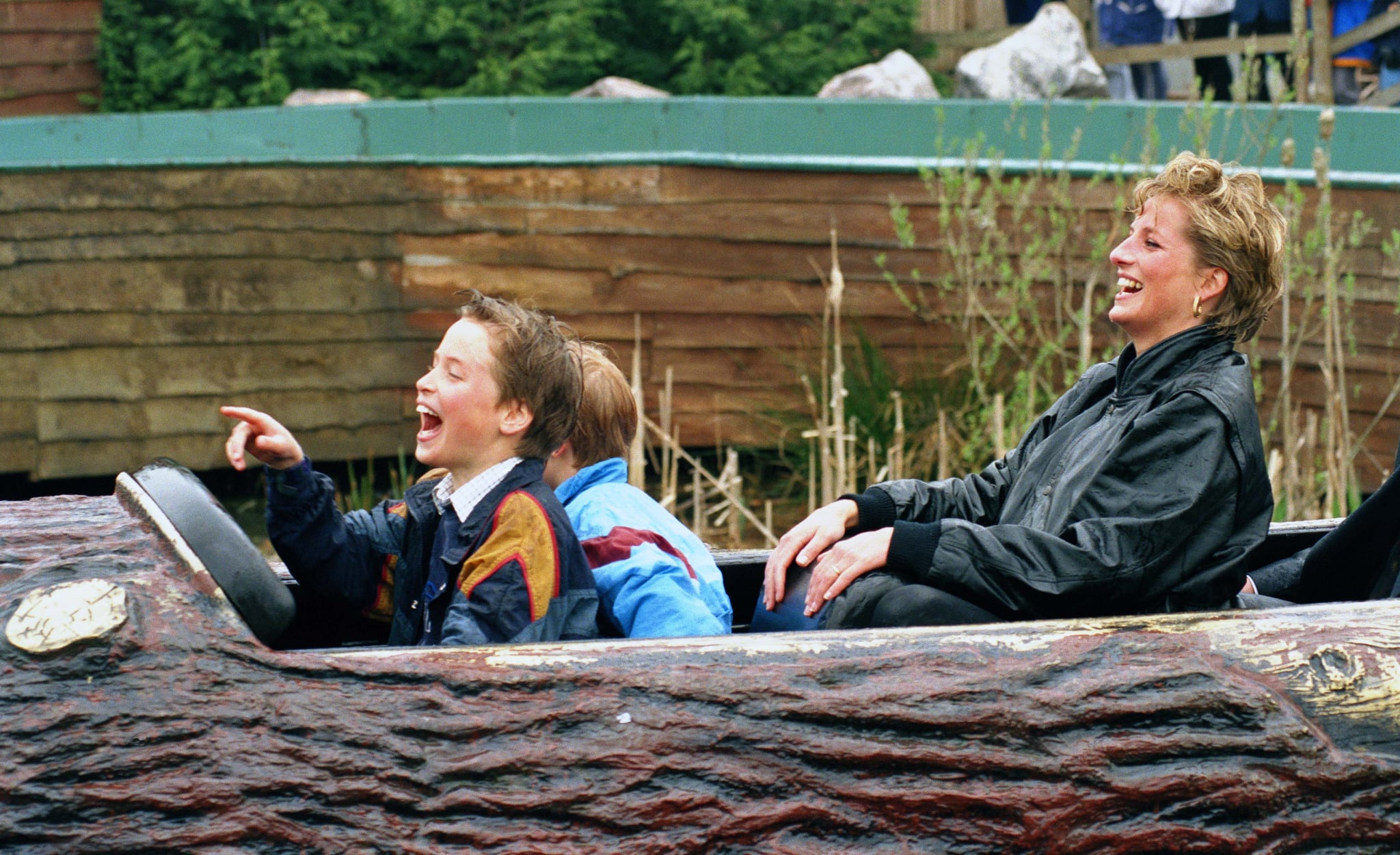 Diana Princess Of Wales, Prince William & Prince Harry Visit The 'Thorpe Park' Amusement Park. (Photo by Antony Jones/UK Press via Getty Images)
